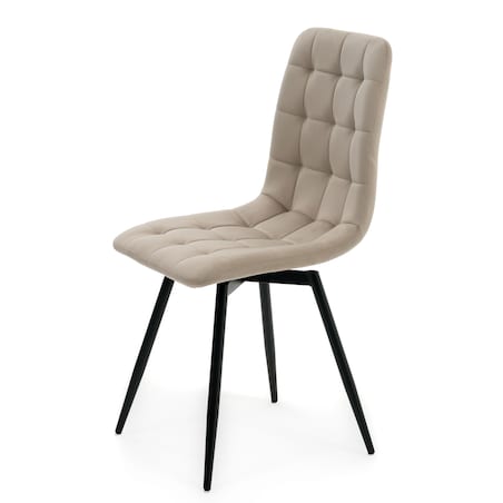 Krzesło tapicerowane obrotowe do salonu ARCO ciemnobeżowy welur