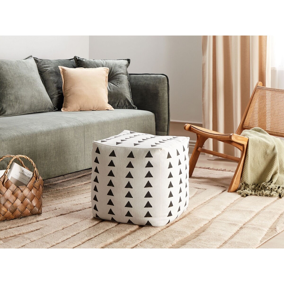 Puf bawełniany 45 x 45 cm biało-czarny TARODI