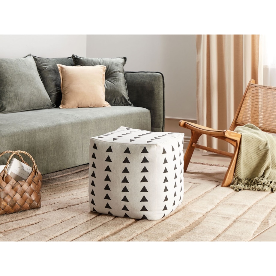 Puf bawełniany 45 x 45 cm biało-czarny TARODI