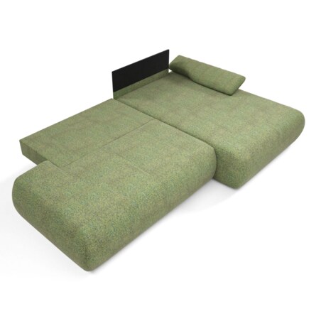 Narożnik rozkładany PENTI z pojemnikiem na pościel, prawy, zielony
