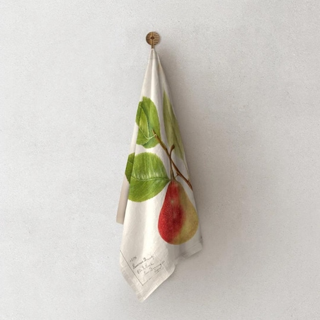 Lniany ręcznik kuchenny - Gruszka i liście