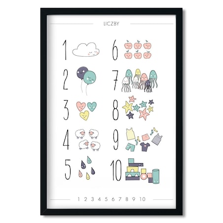 Plakat dla dzieci Liczby pastelowe 50x70
