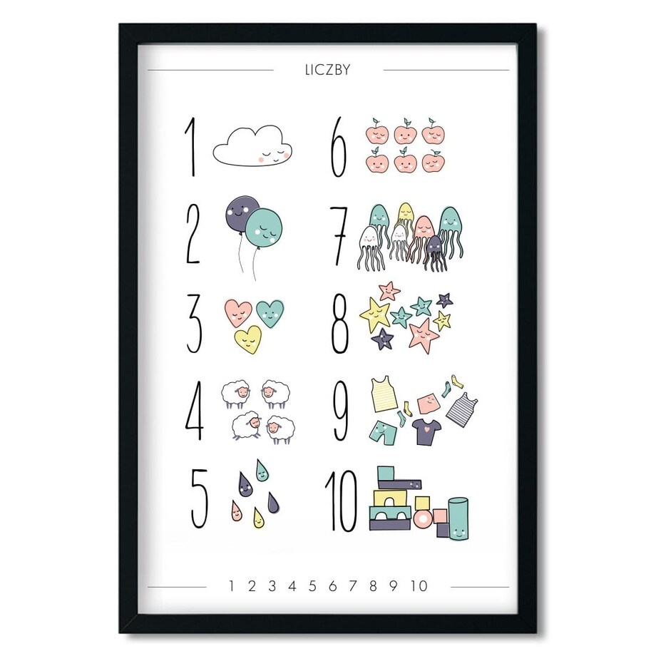 Plakat dla dzieci Liczby pastelowe 50x70