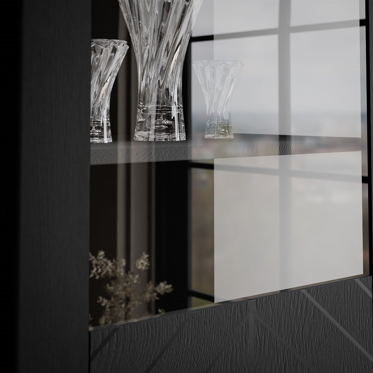 Przeszklona witryna LUMI, czarna