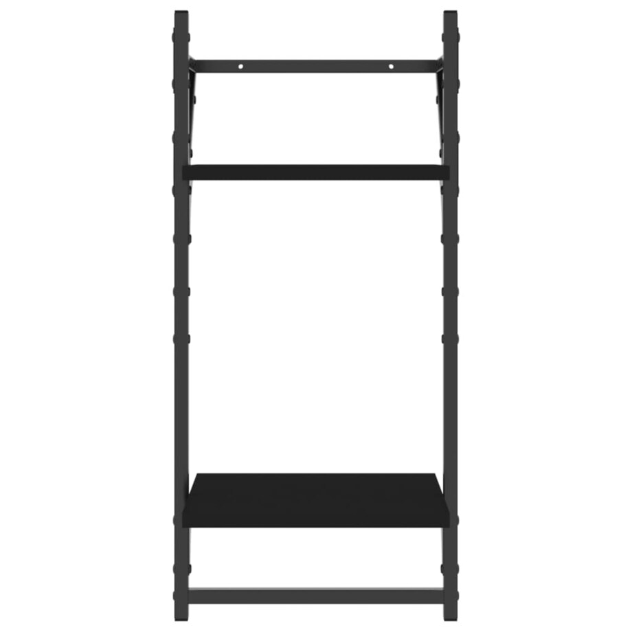 vidaXL 2-poziomowe półki z drążkami 2 szt, czarne, 30x25x65 cm