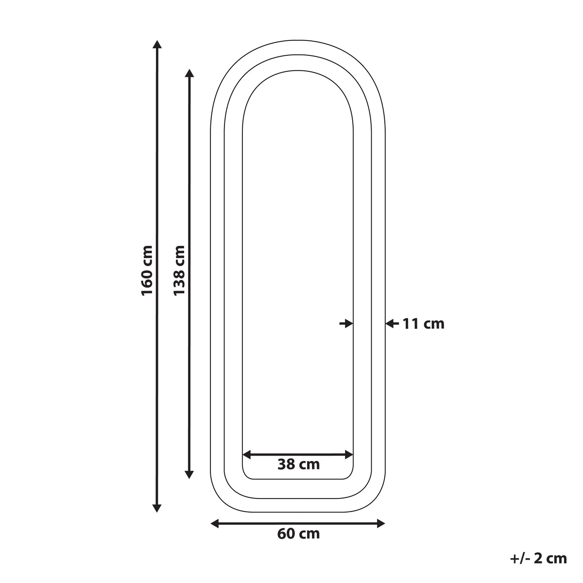Lustro ścienne CULAN 60 cm 160 cm Welur Różowy