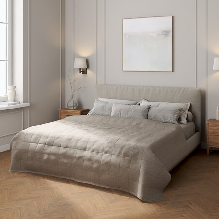 Narzuta pikowana w kratę 200x210 grafit