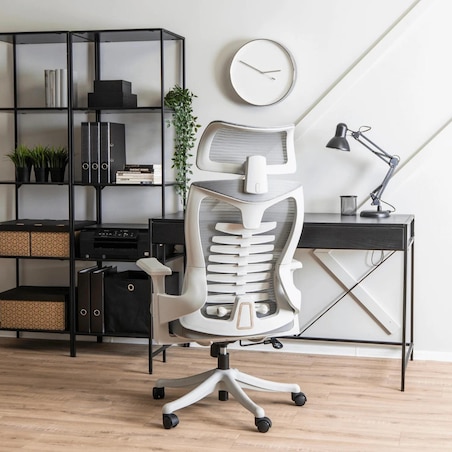 Biurowe Krzesło Obrotowe Ergonomiczne Fotel Tapicerowany Szary CARET 2