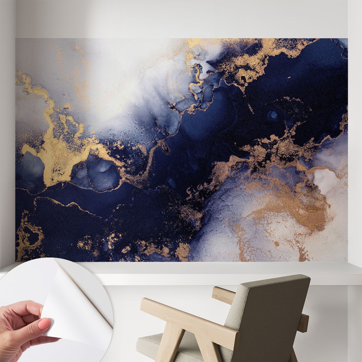 Fototapeta samoprzylepna 104x70 cm - Granatowe fale, tapeta ścienna granatowa