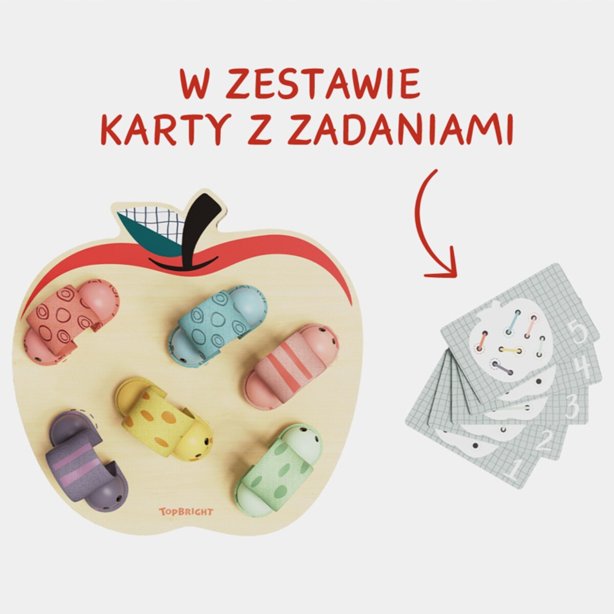 Robaczki w jabłuszku – drewniana zabawka edukacyjna logiczna 18 mies.+ Top Bright