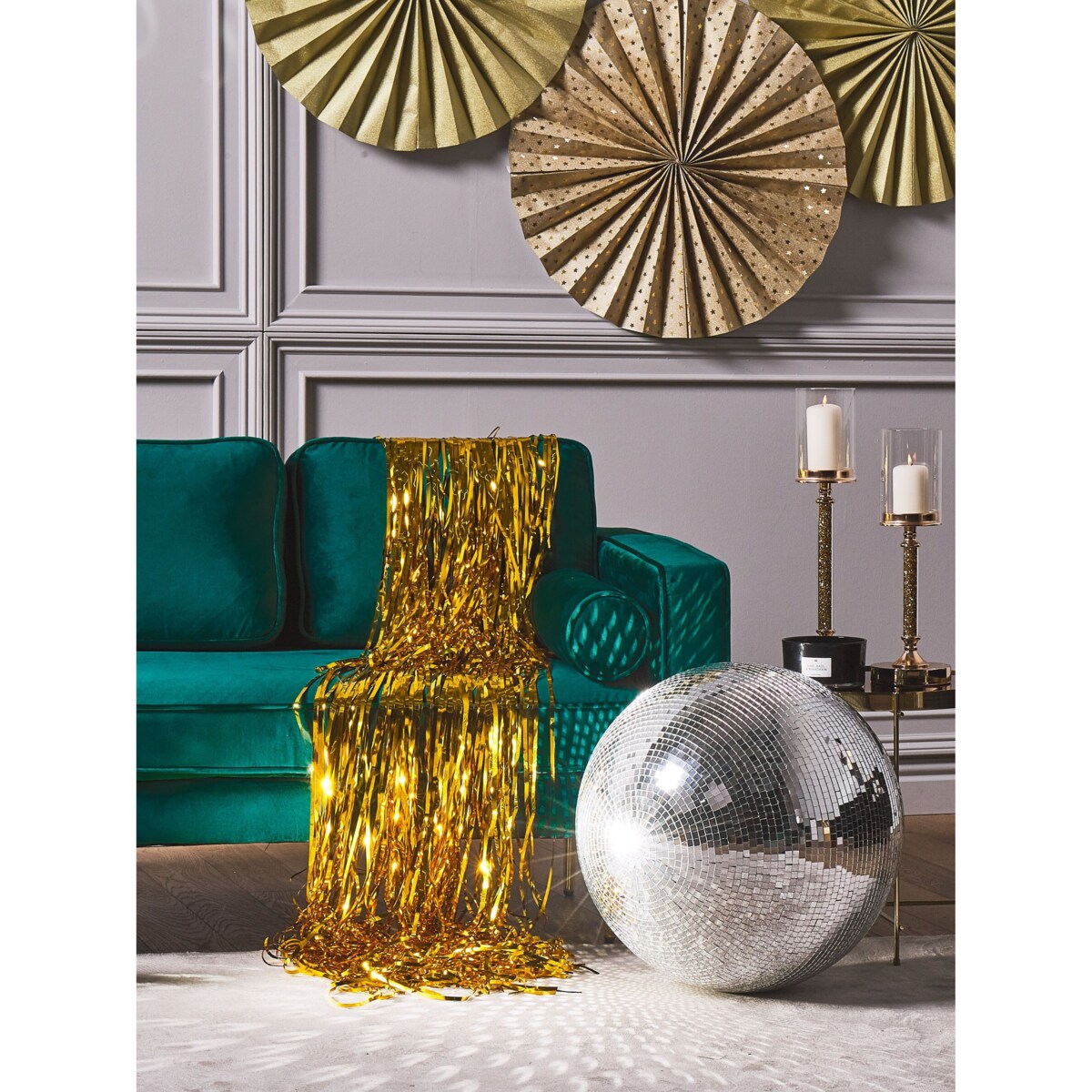 Szezlong welurowy prawostronny zielony MIRAMAS