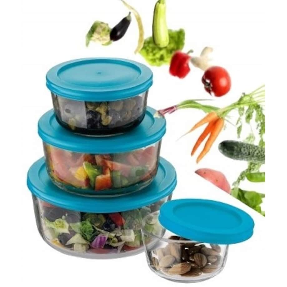 POJEMNIKI SZKLANE MISKI i pokrywki na jedzenie do lodówki lunch box 4szt