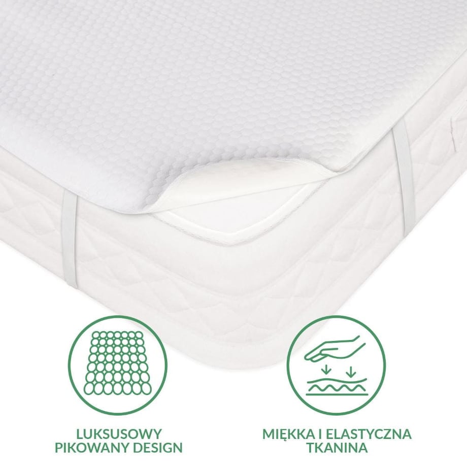 Ochraniacz na materac wodoodporny, rozmiar 80x200 pikowany SOFT-TOUCH kolor biały