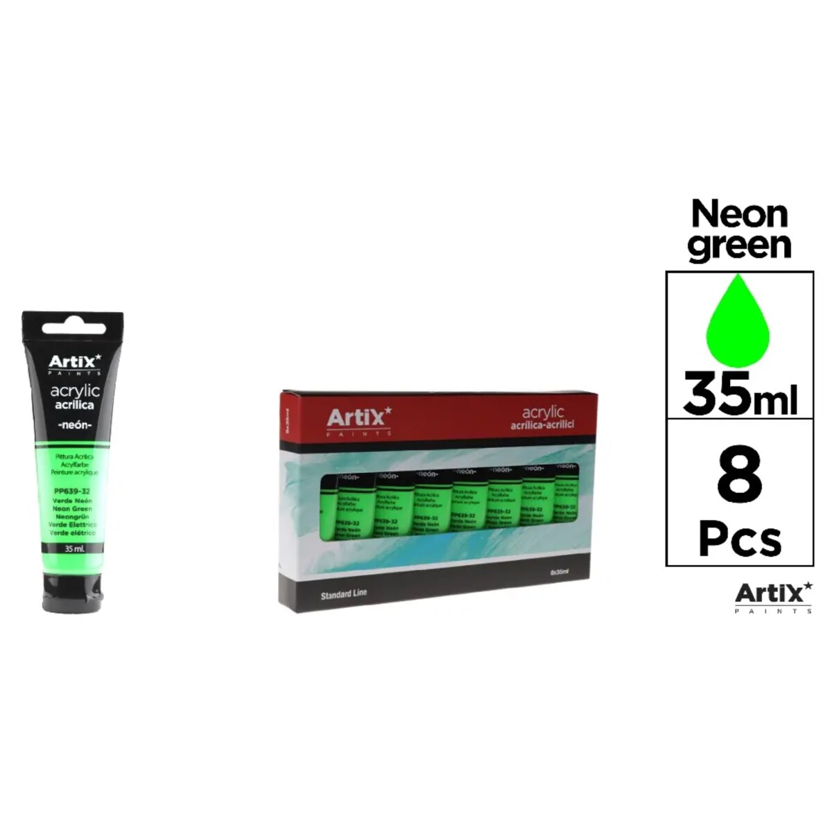 farba akrylowa neon green artix pp639-32, 35 ml