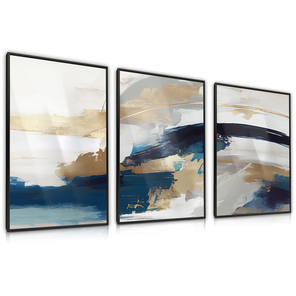 ZESTAW 3X PLAKAT W RAMIE DO SYPIALNI PASTELOWA ABSTRAKCJA AKWARELE 60x80cm