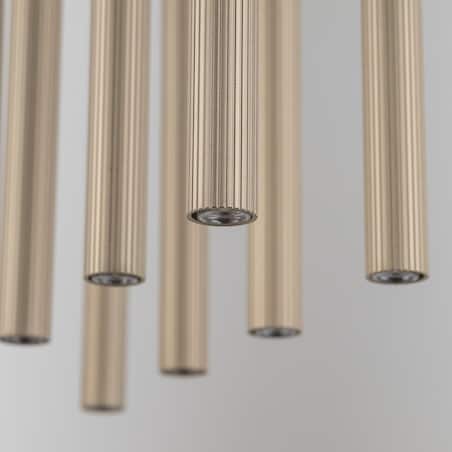 Lampa Wisząca Tk Lighting Ferro Na Listwie Beżowa Szampański Ryflowana Metalowa Tuba Sopel Rurka 10X G9