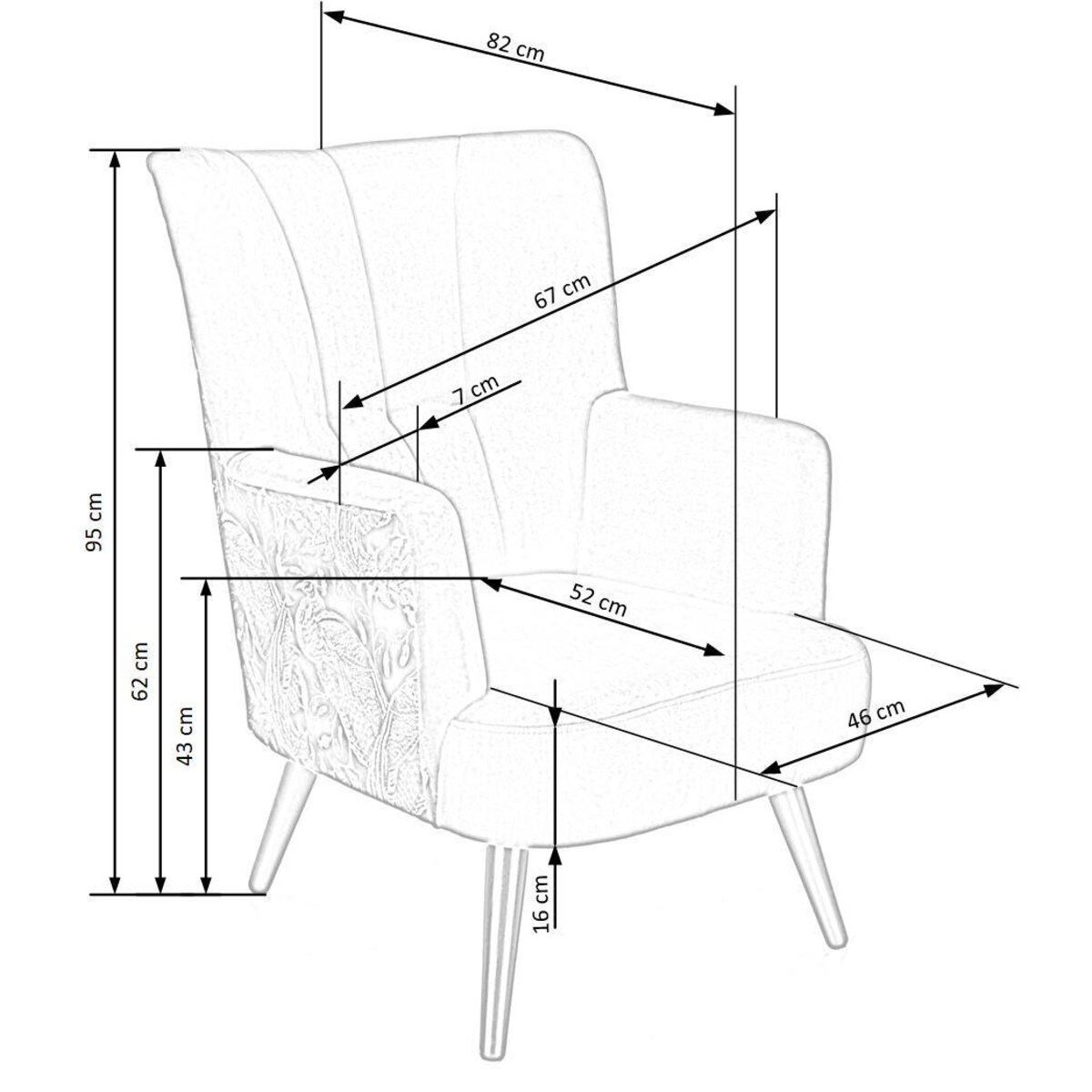 FOTEL WYPOCZYNKOWY Gredos granat WZÓR PTAKA drewniane nogi