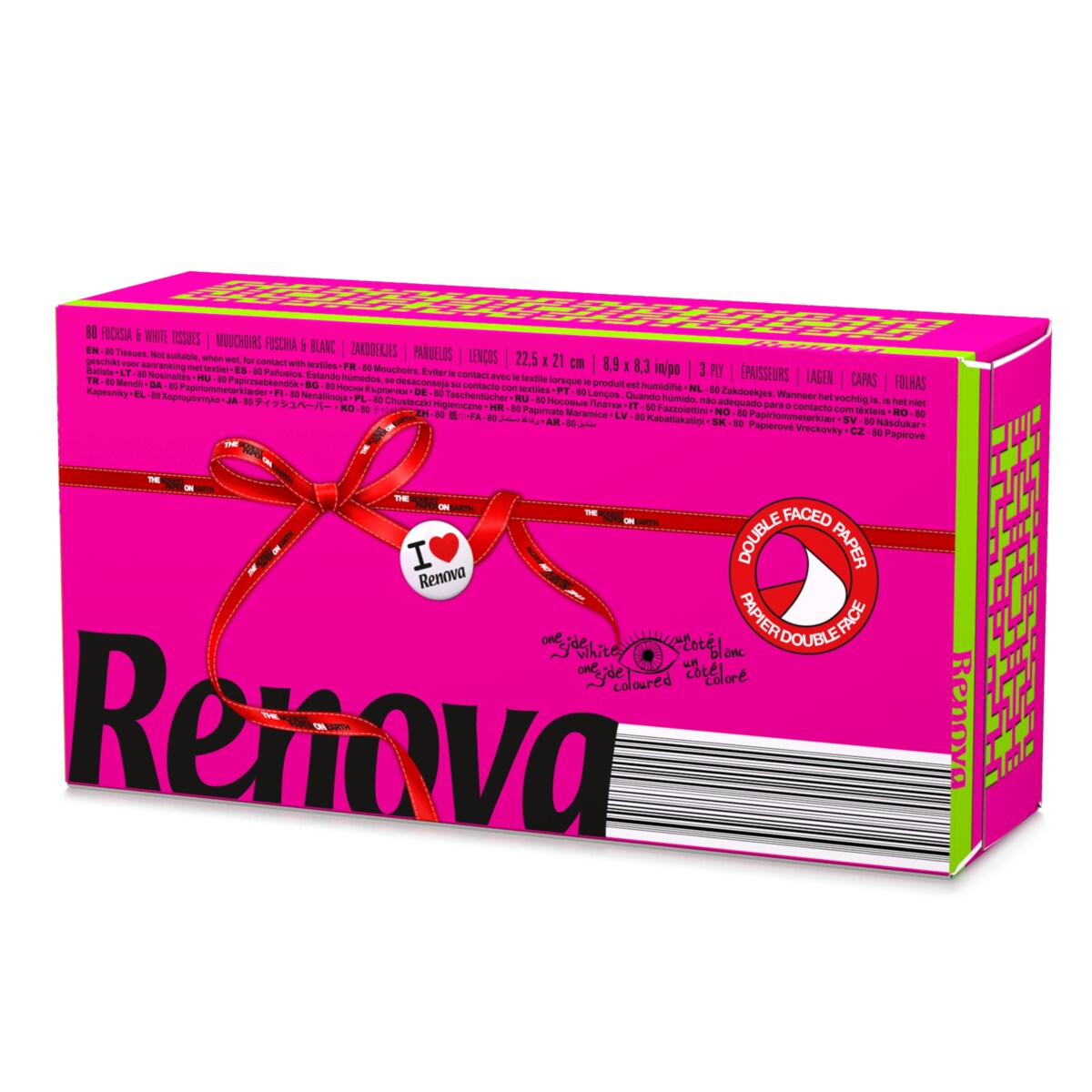 Wyciągane chusteczki higieniczne Renova różowe 80szt