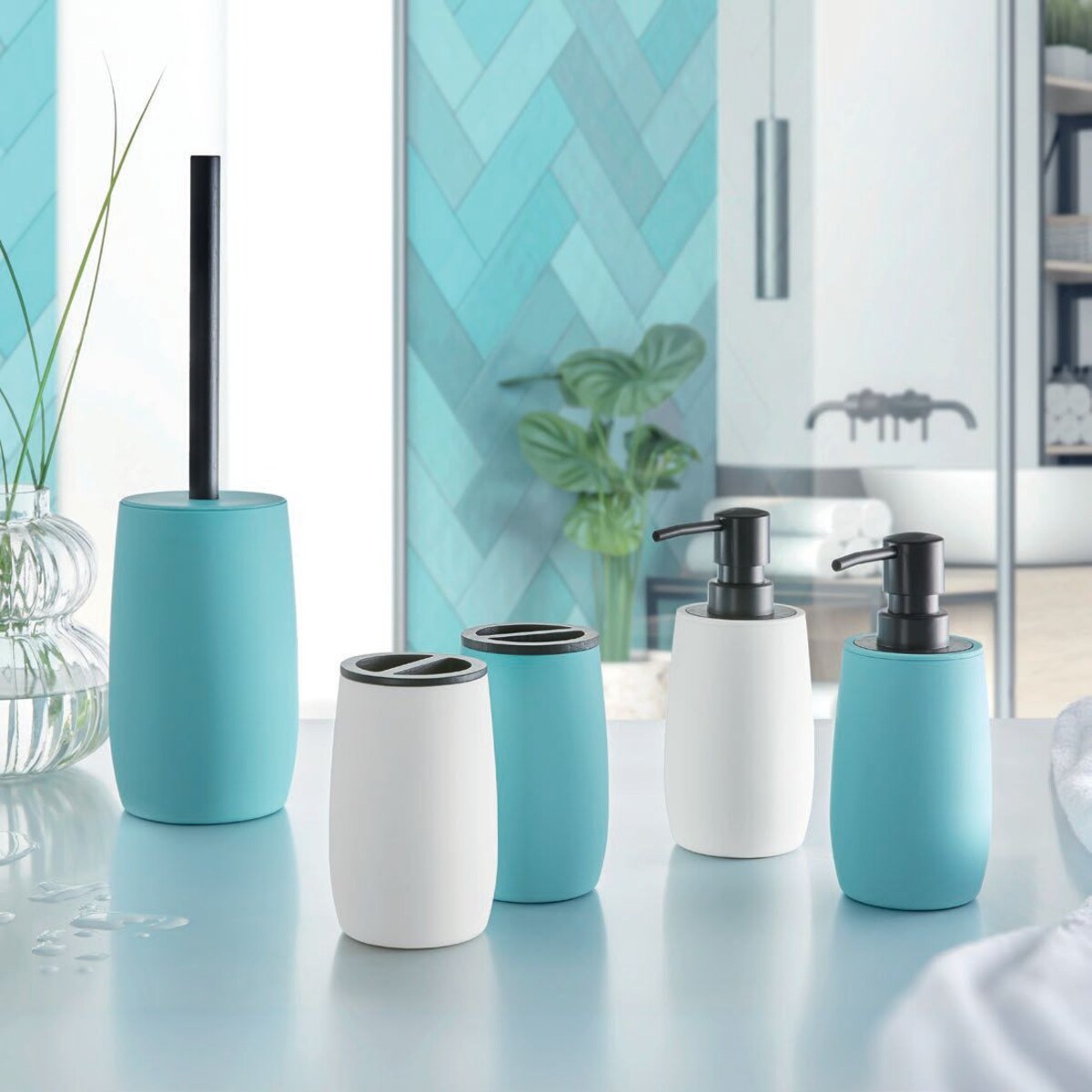 Kleine Wolke Daily Dozownik do mydła niebieski Mauritius soft touch ABS/bambus