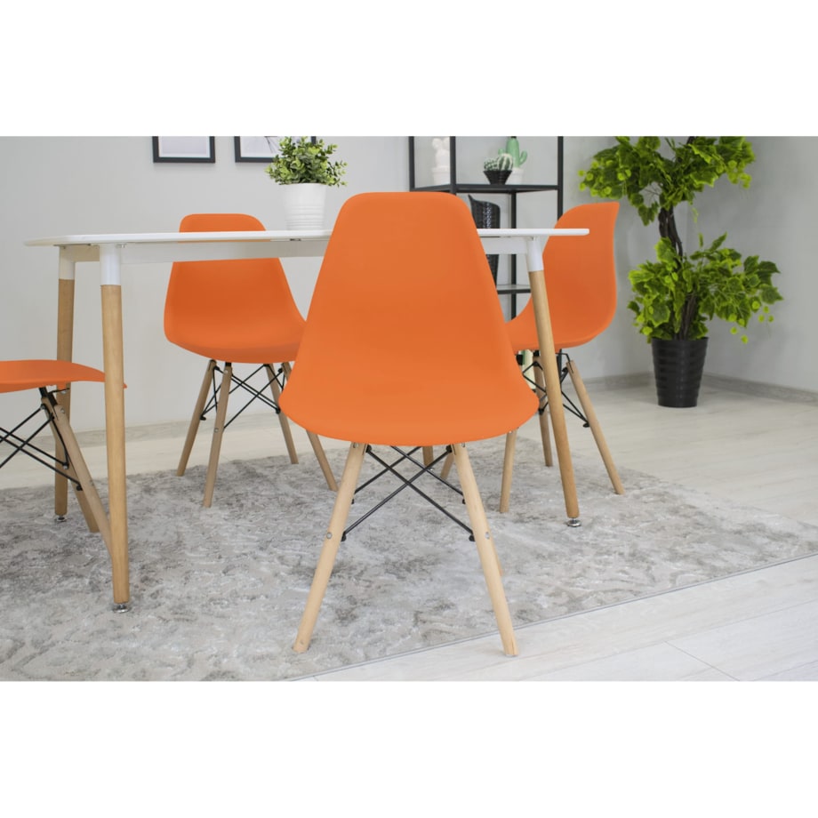 Krzesło Do Jadalni Kuchni Salonu Osaka Pomarańcz / Nogi Naturalne X 4