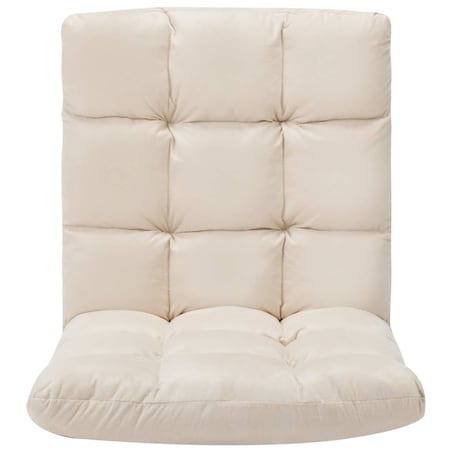 vidaXL Składane krzesło podłogowe, kremowe, mikrofibra