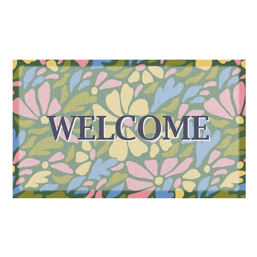 Wycieraczka z pastelowymi kwiatami Welcome (70 x 40 cm)