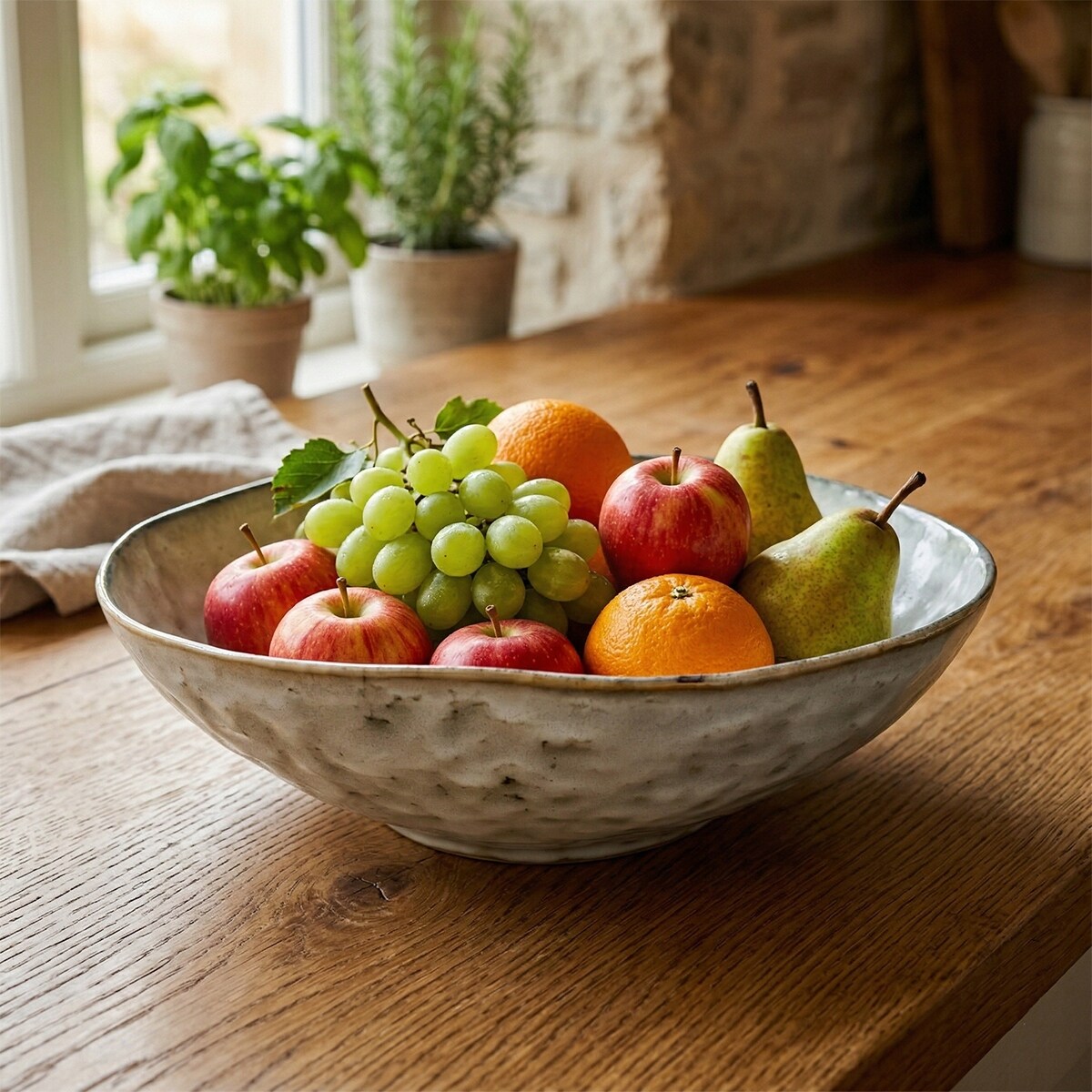 MISA MISKA NA OWOCE SAŁATKĘ PATERA 30cm CERAMICZNA BEŻOWA OKRĄGŁA DO DOMU