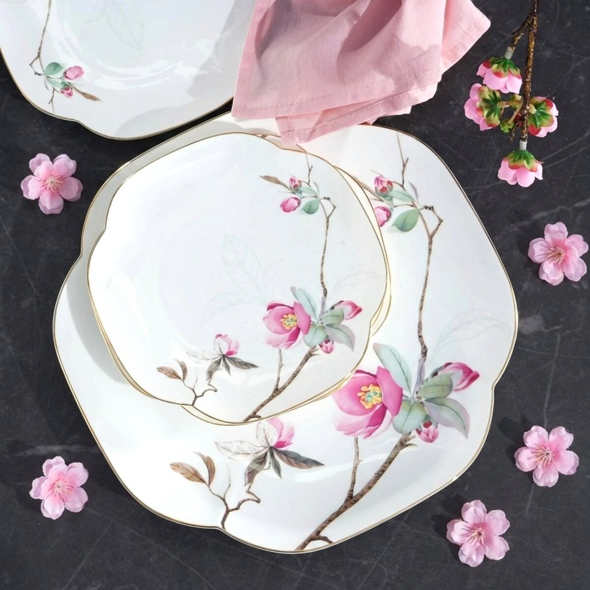 VILLA ITALIA Talerz do ciasta porcelanowy 25 x 25 cm SPIRIT of JAPAN