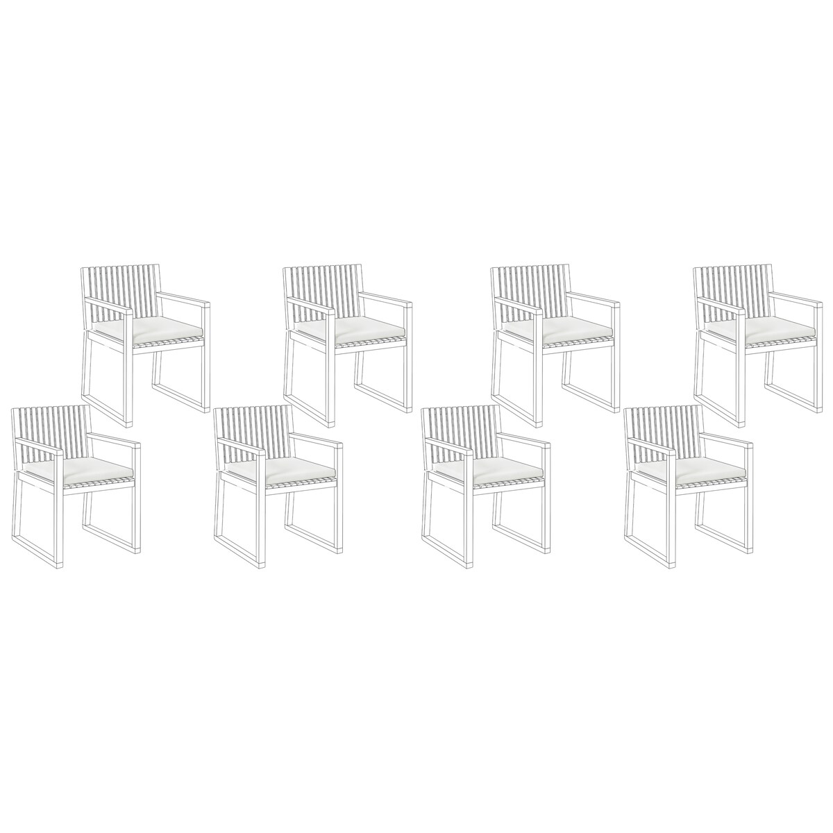 Zestaw 8 poduszek na krzesło ogrodowe SASSARI PREMIUM 46 x 46 cm Złamana biel