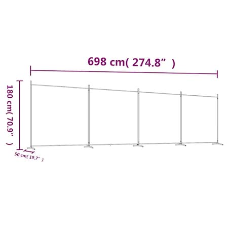 vidaXL Parawan 4-panelowy, antracytowy, 698x180 cm, tkanina