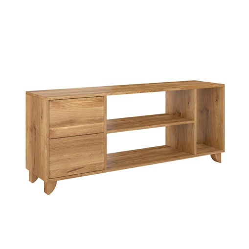 Drewniana szafka Rtv dębowa Visby Viveca na nóżkach/ Lakier naturalny