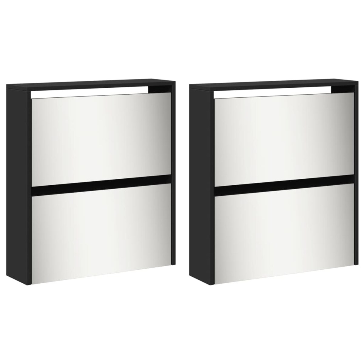 vidaXL Szafka na buty z lustrem, 4 poziomy, czarna, 63x17x134 cm