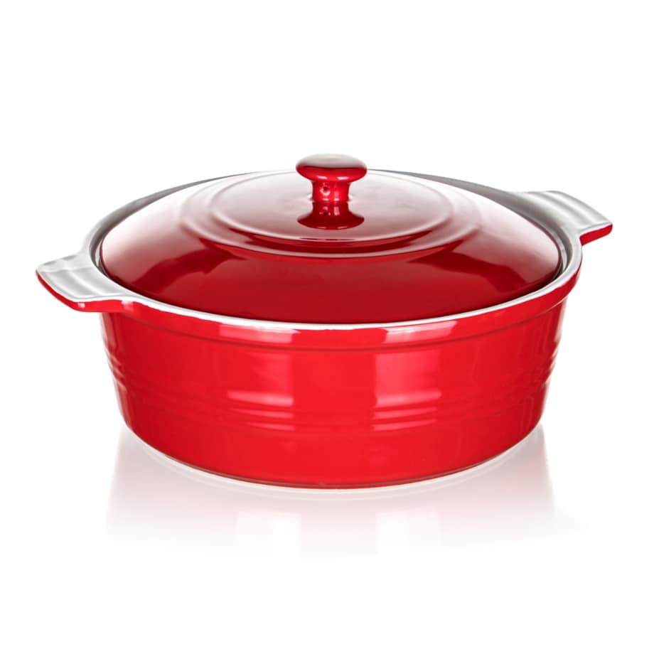 NACZYNIE CERAMICZNE Z POKRYWĄ DO ZAPIEKANIA 26 cm 3L czerwone na prezent