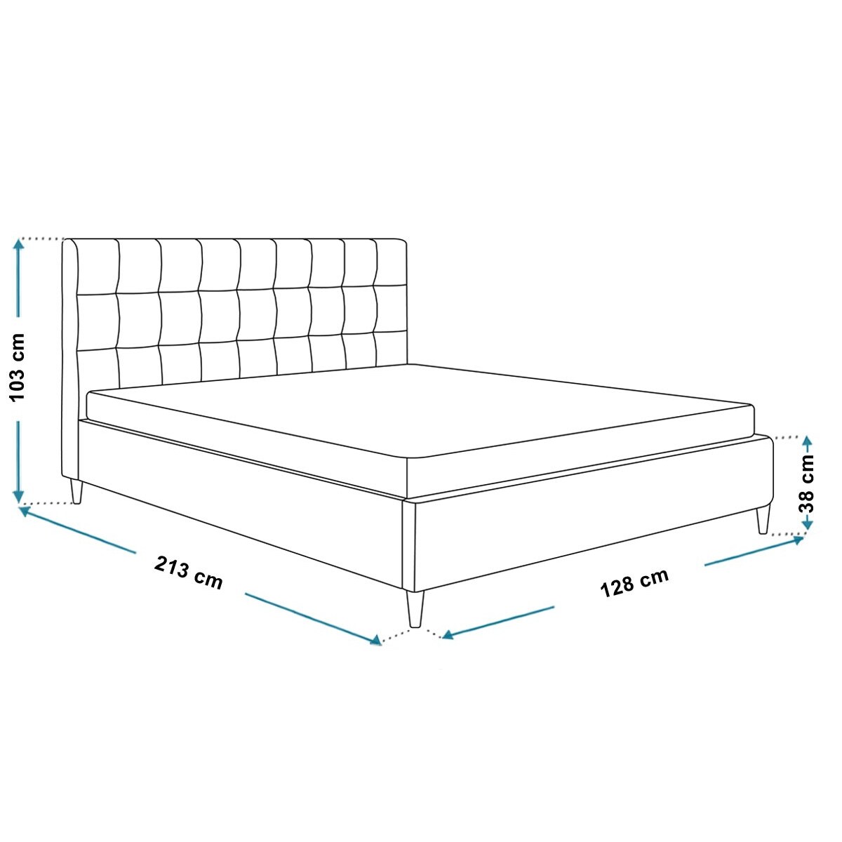 Łóżko tapicerowane 120x200 LUXO 4 na drewnianych nogach- różowe
