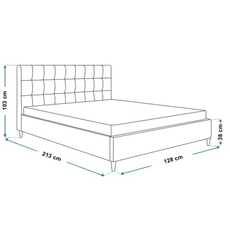 Łóżko tapicerowane 120x200 LUXO 4 na drewnianych nogach- różowe
