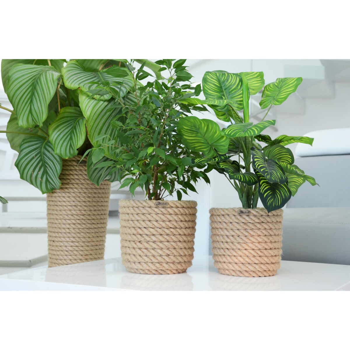 29 BOHO jutowa osłonka na doniczkę koszyk naturalny lina z trawy plecionej JUTA styl skandynawski etno loft wzór 29/210