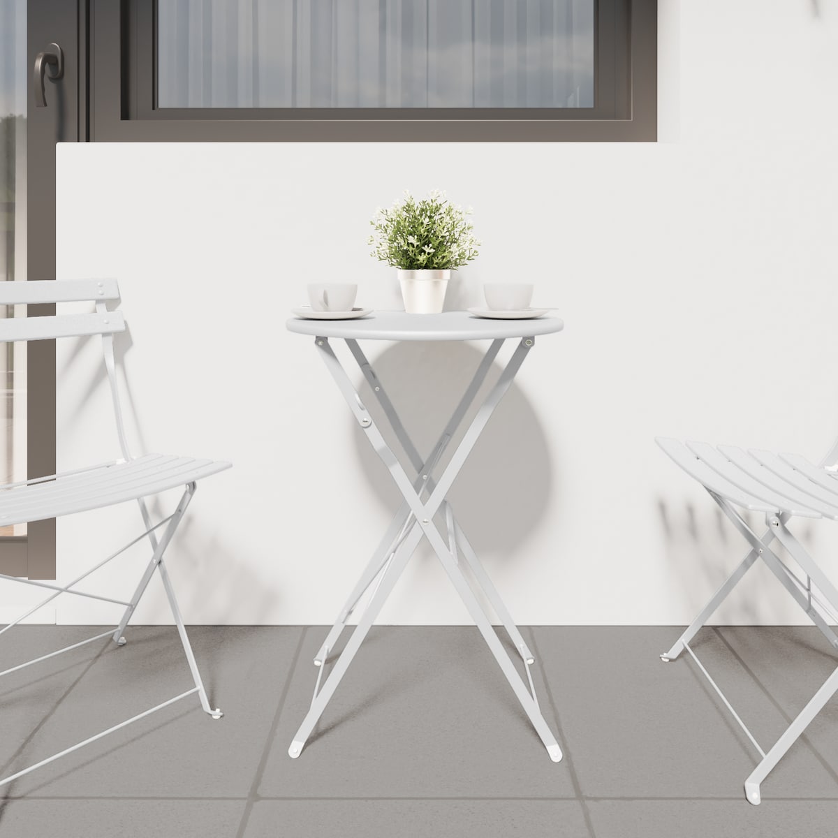 vidaXL Składany stół bistro Biały Ø50x71 cm ze stali malowanej