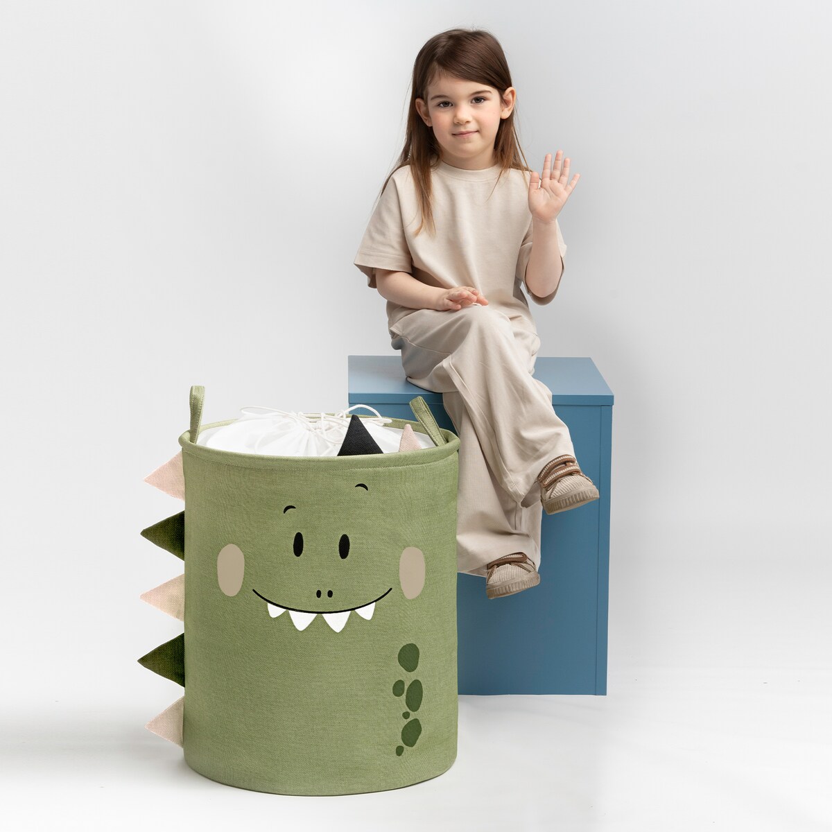 kosz na zabawki sipo, wersja premium, zamykany na ściągacz, dino, xxl