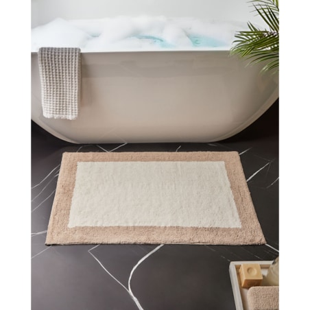 Dywanik łazienkowy KABRI Brązowy/ beżowy 60 x 90 cm Bawełna