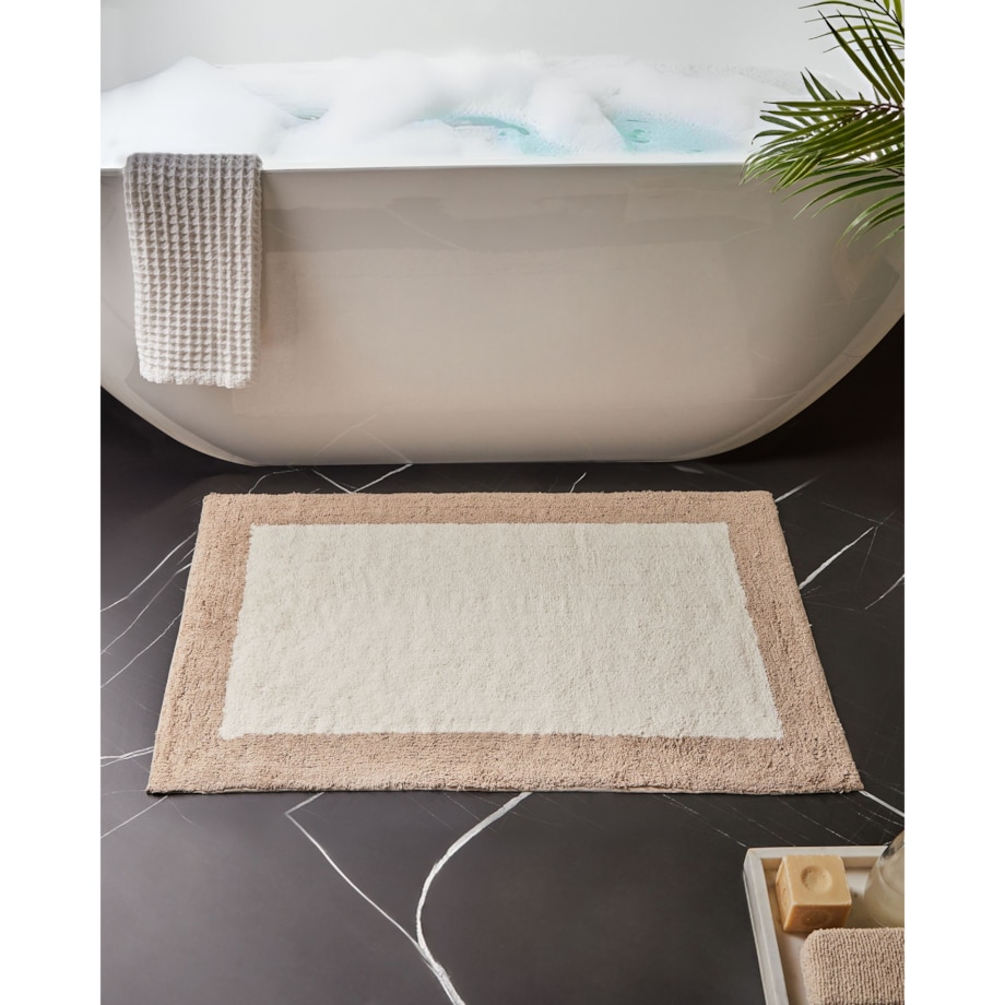 Dywanik łazienkowy KABRI Brązowy/ beżowy 60 x 90 cm Bawełna