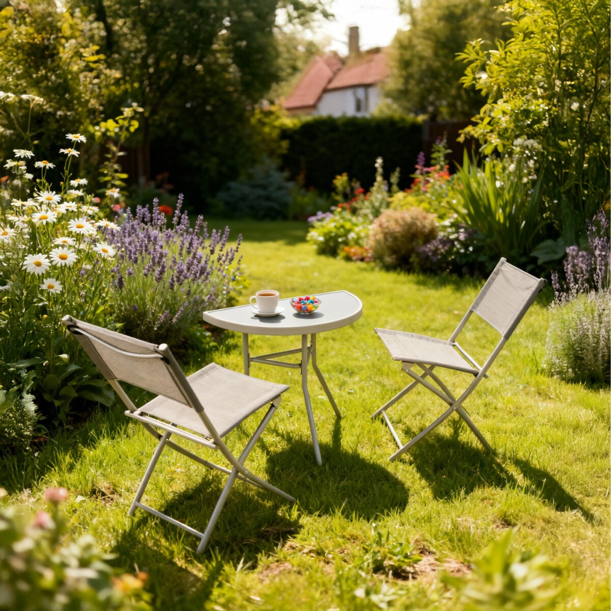 Stół balkonowy stalowy STOLIK ogrodowy na taras szkło hartowane do ogrodu
