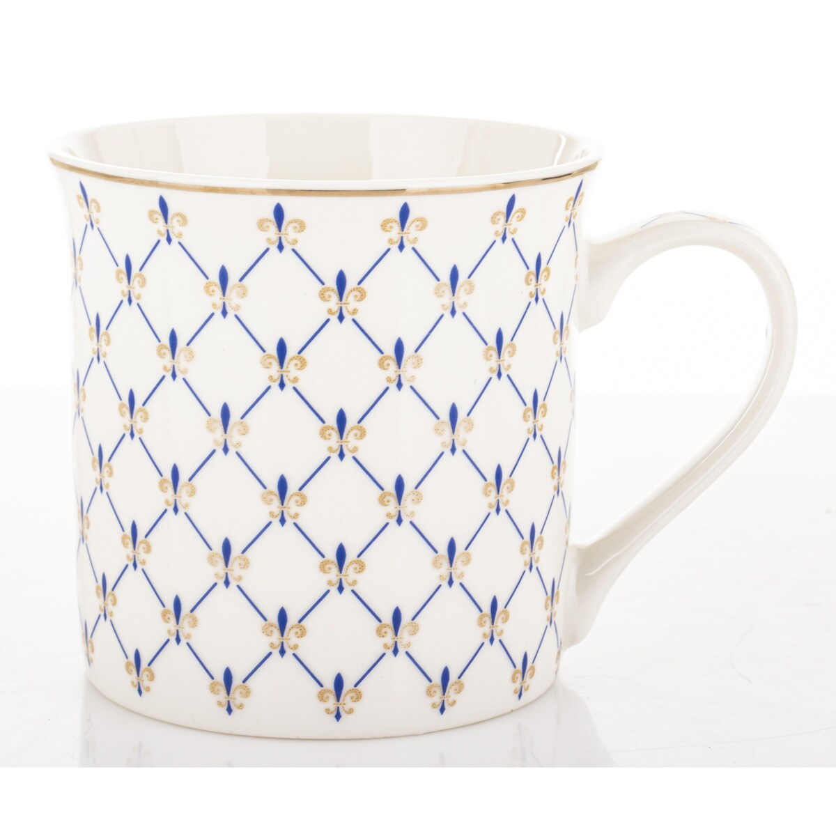 Kubek porcelanowy w pudełku 12,5x9x9 cm MAGLIA 380 ml biały z niebieskim wzorem