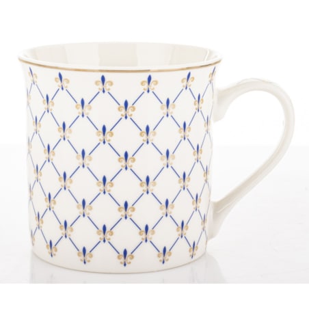 Kubek porcelanowy w pudełku 12,5x9x9 cm MAGLIA 380 ml biały z niebieskim wzorem