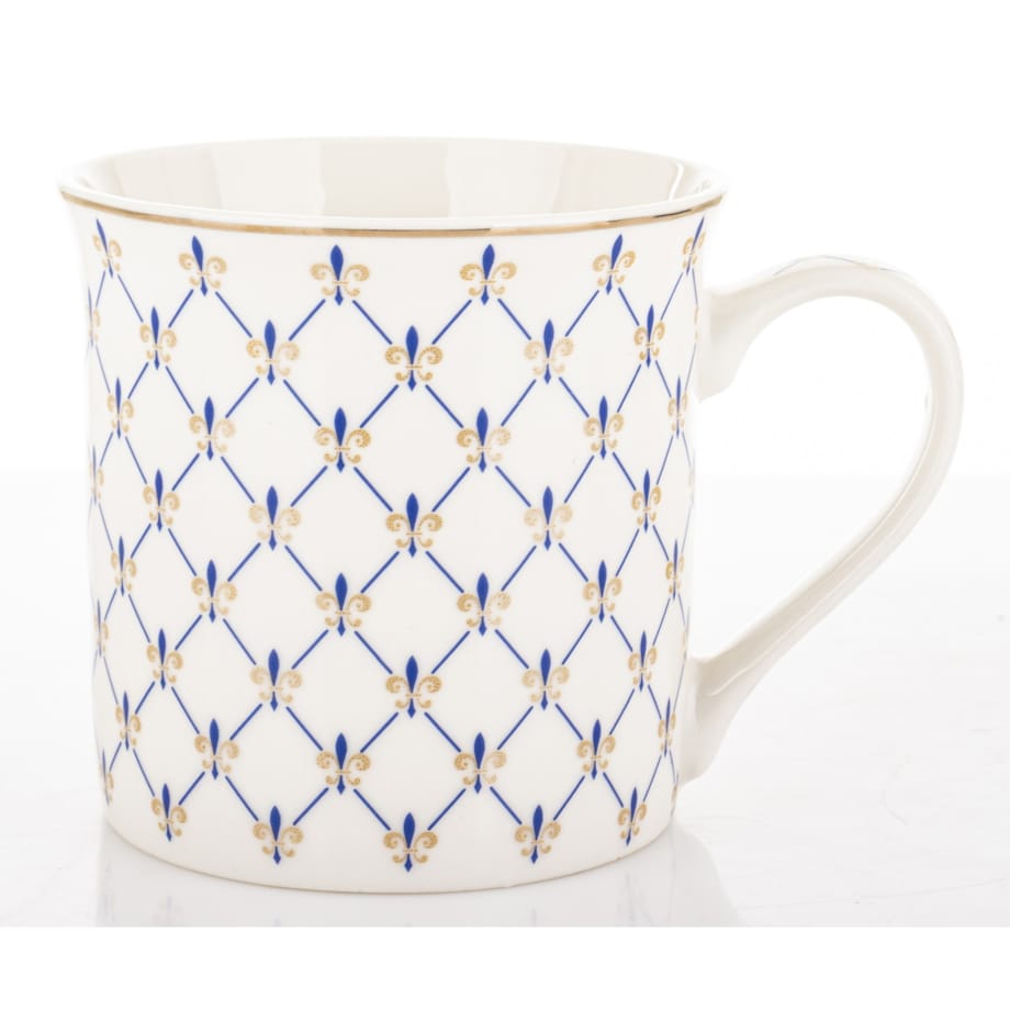 Kubek porcelanowy w pudełku 12,5x9x9 cm MAGLIA 380 ml biały z niebieskim wzorem