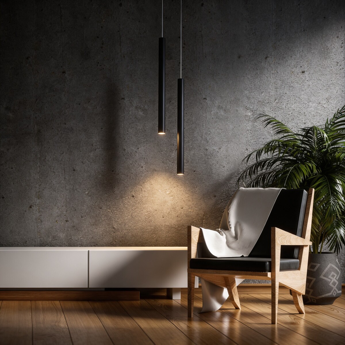Minimalistyczna lampa wisząca Lungo do przedpokoju czarna