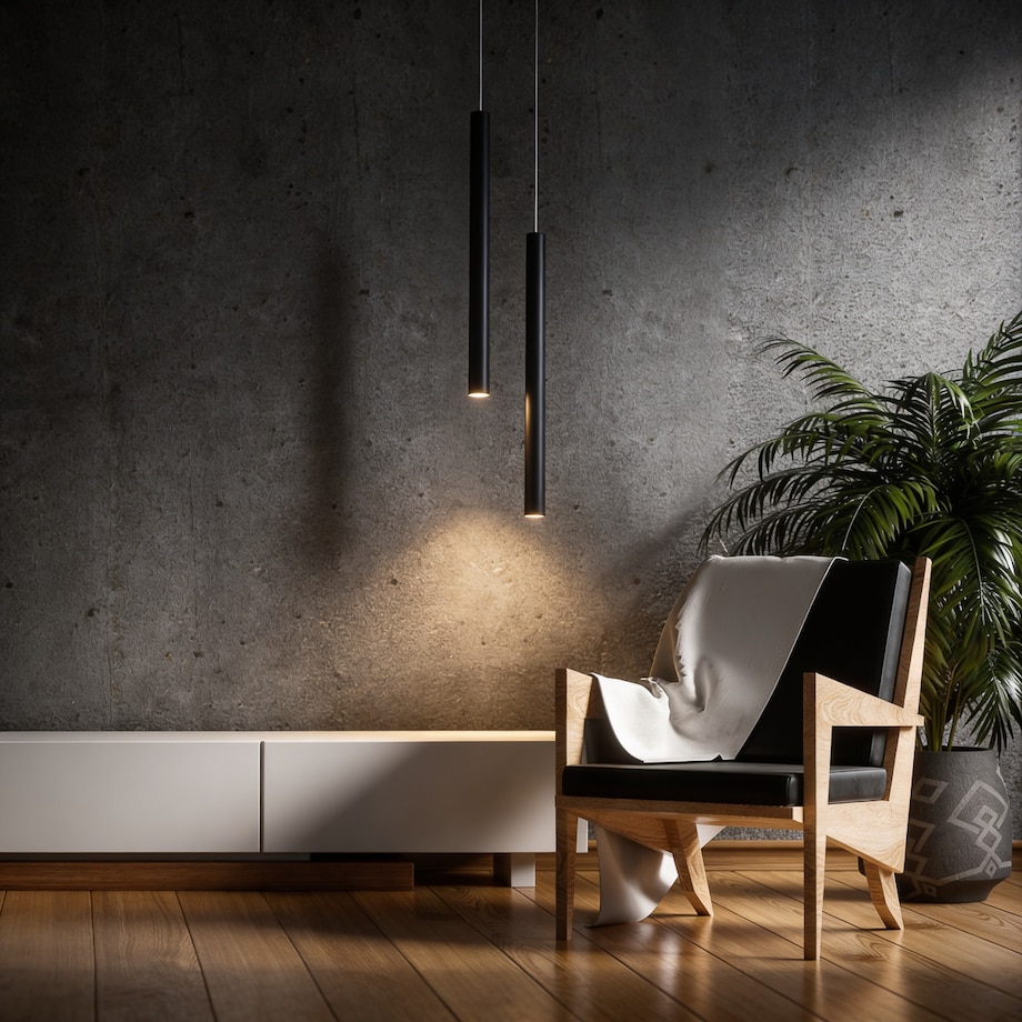 Minimalistyczna lampa wisząca Lungo do przedpokoju czarna