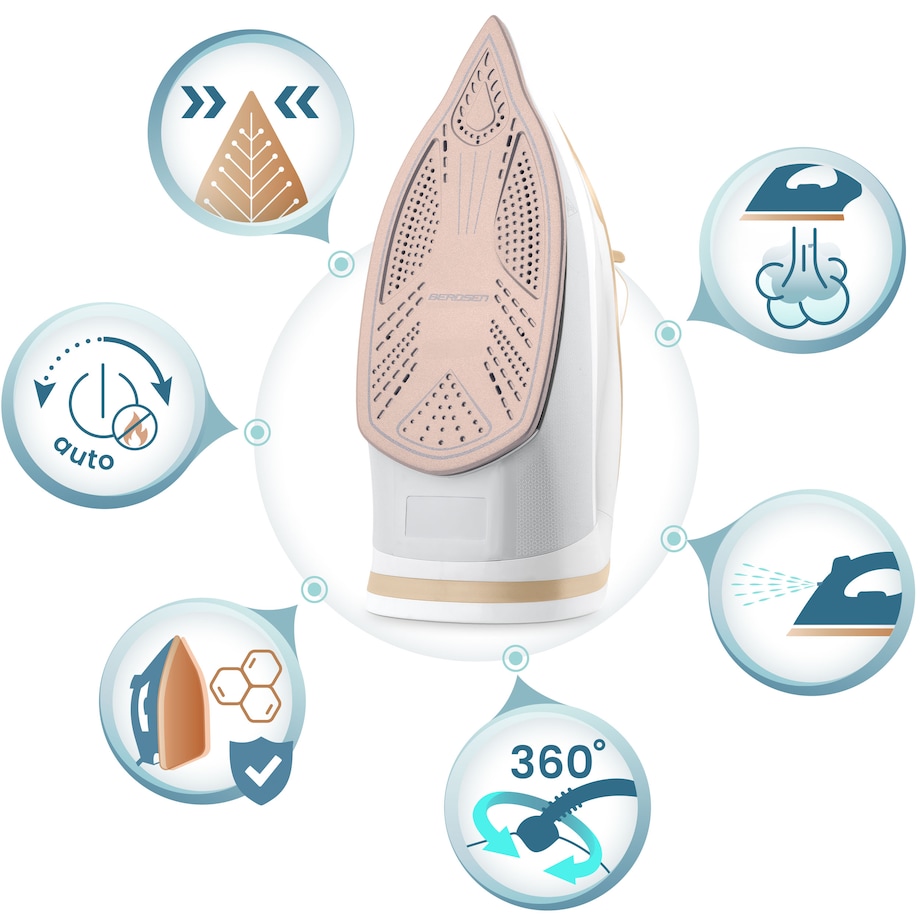 Żelazko parowe 3000W ceramiczna powłoka praca w pionie Berdsen 333000