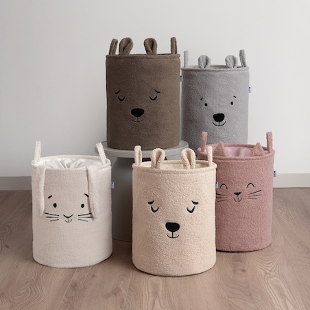 kosz na zabawki sipo, wersja premium boucle, zamykany na ściągacz, szary miś, xl