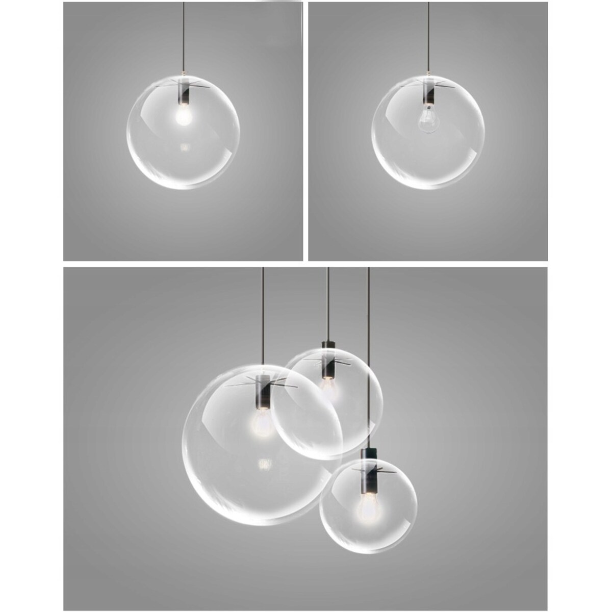 Lampa Wisząca Szklana Kula Black Czarna Lassi 25Cm