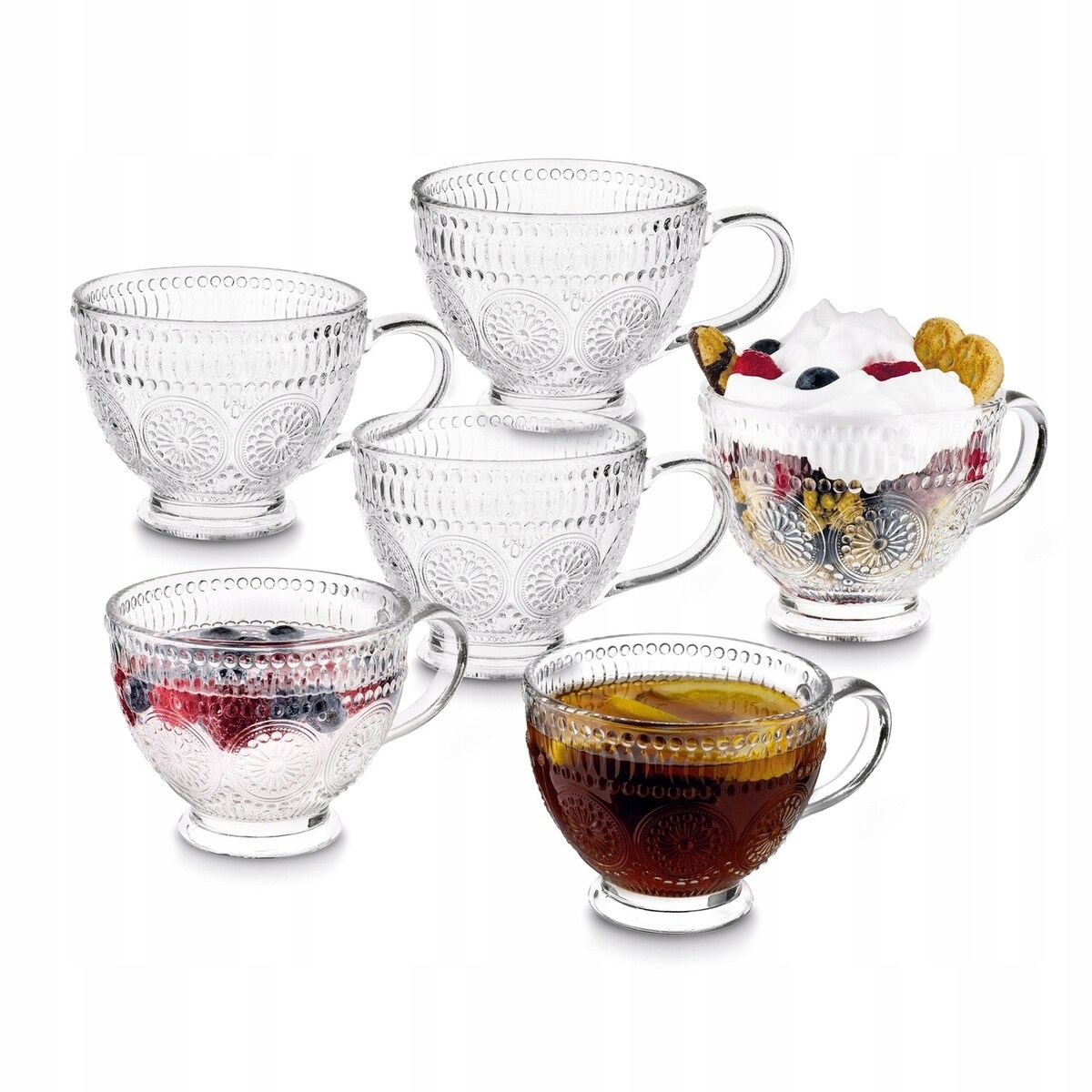 6x KUBEK FILIŻANKA szklanka 400 ml na herbatę kawę latte desery prezenty